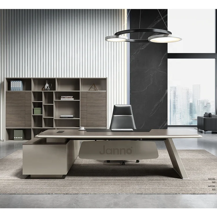 Менеджер деревянный дизайн Рабочий исполнительный стол l-образный компьютерный для дома офисная мебель с полками хранения
