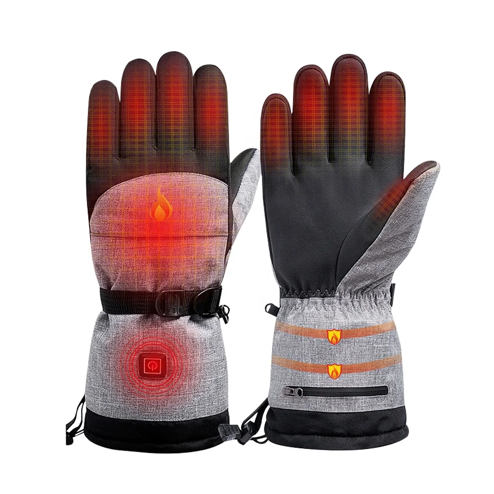 Wholesale winter warmth heating windproof waterproof touchscreen rechargeable battery ski gloves for adults