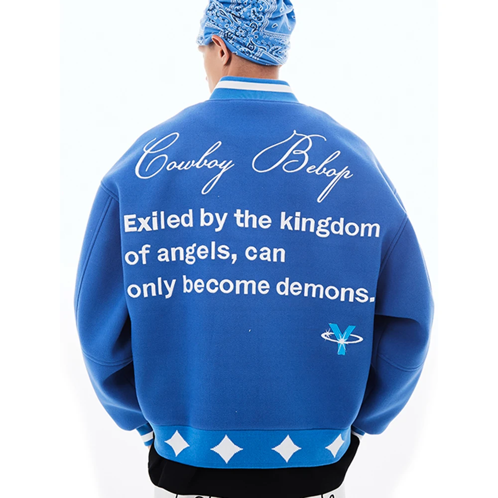 Wholesale chenille embroidery patch Bomber jackets leather sleeves vintage baseball letterman jacket custom varsity jackets