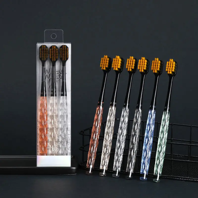 Quality Tooth Brush Soft Cepillo De Dientes Personalizable Crystal Handle Wide Head Spazzolino Da Denti