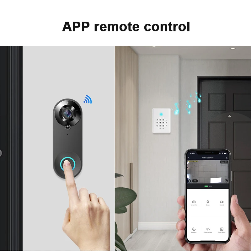 Tuya беспроводной дверной звонок 1080P Smart Life FHD охранной сигнализации умный дом открытый ИК ночного видения Поддержка Alexa