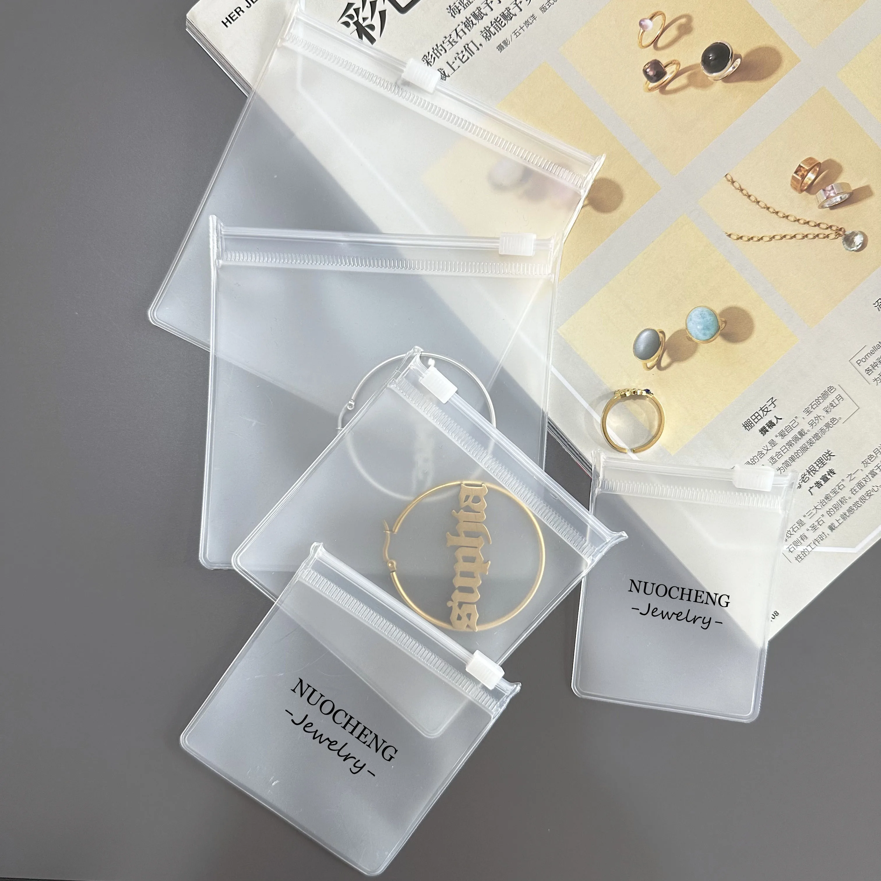 Custom Logo Clear PVC Ziplock Bag Jewelry Packaging & Display  Small Packaging Bags Jewelry Pouch Bag for Ring