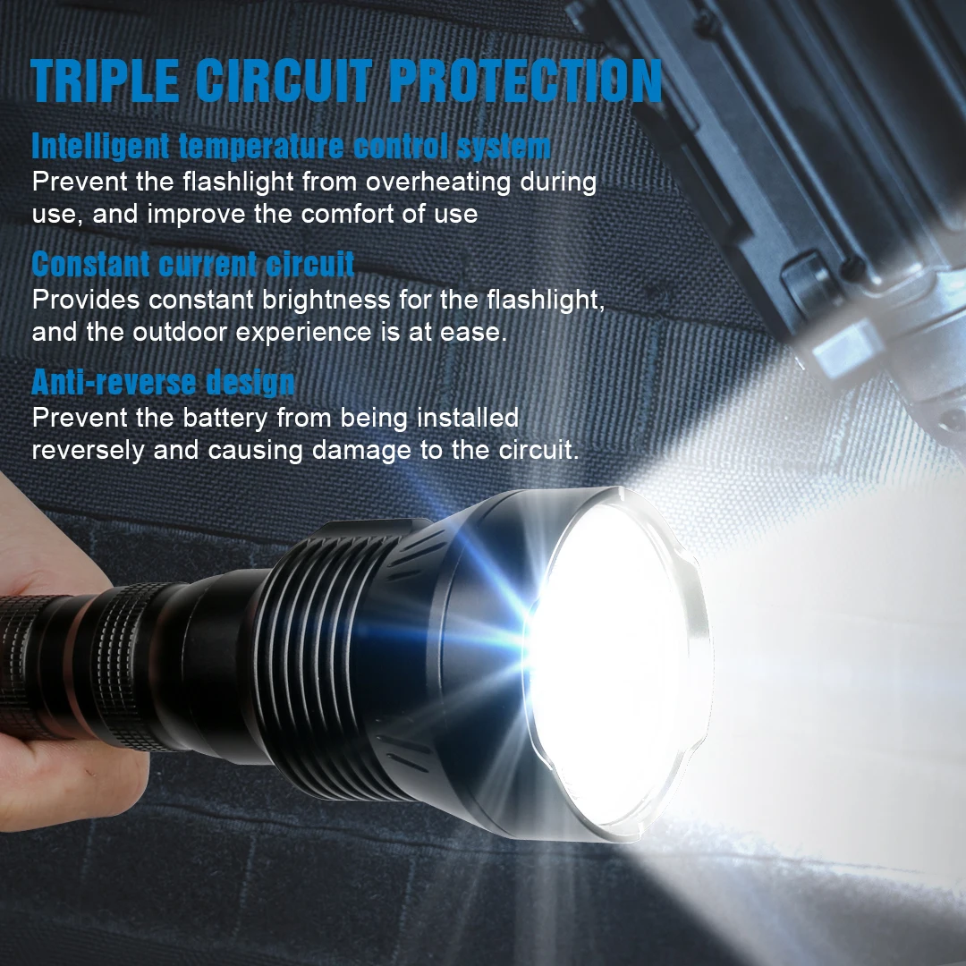 TrustFire 3T6 Pro 5200Lm 3*LED Powerful Search Light 620M Hunting Torch Escape Tactical Flashlight