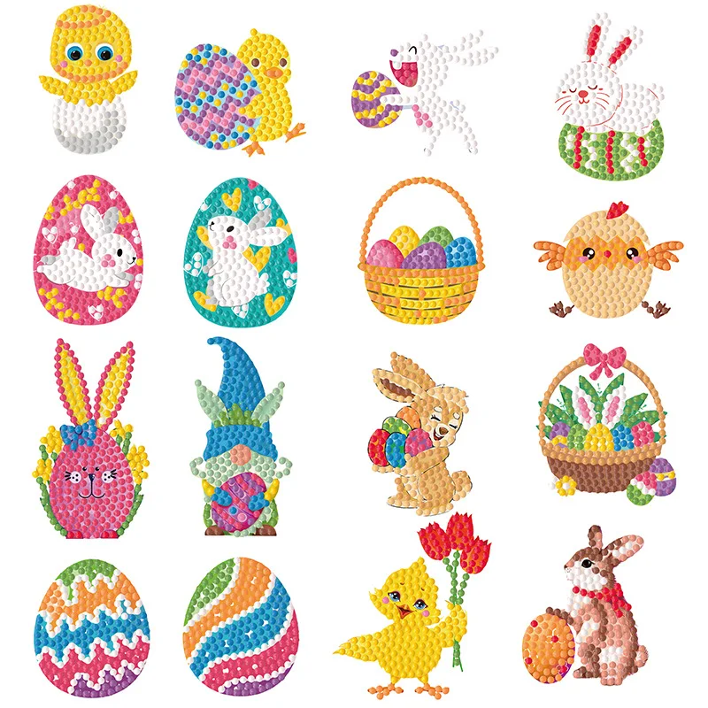 DIY 5D Easter Pattern Diamond Painting Stickers Kits for Kids Gifts Cartoon bunny Mosaic Sticker Paint by Numbers Kit Art Craft