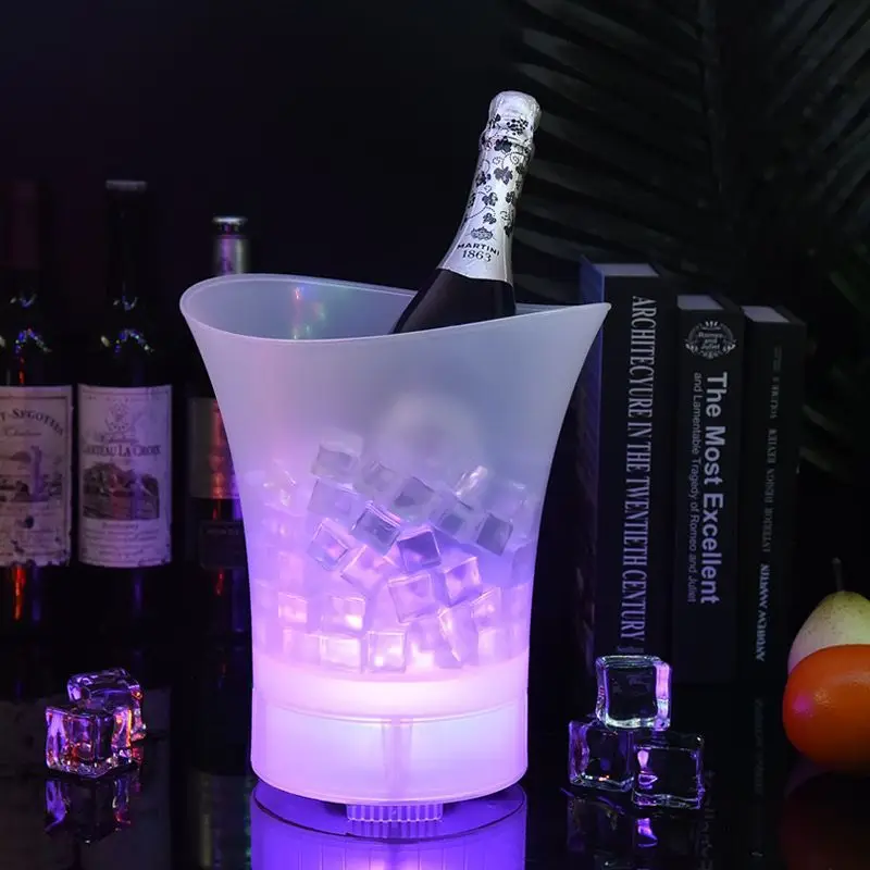 2024 Hot Selling Acrylic Plastic Ice Bucket Bar Restaurant Outdoor Creative Binaural Round Beer Champagne Bucket