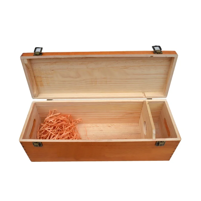 Wood Wine Box, Carries Holder Gift with Flip Up Lid for 750ML Red Wine Bottles Big Belly Wine