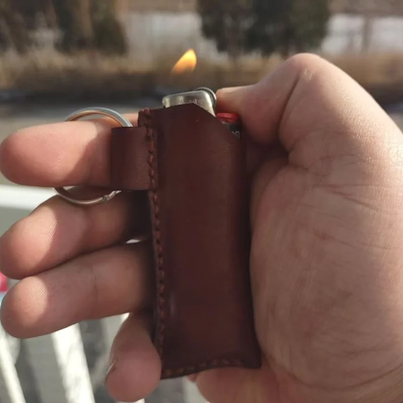 Portable PU Leather Lighter Case Custom Lighter Keychain Stylish Personalized Lighter Cover for Man