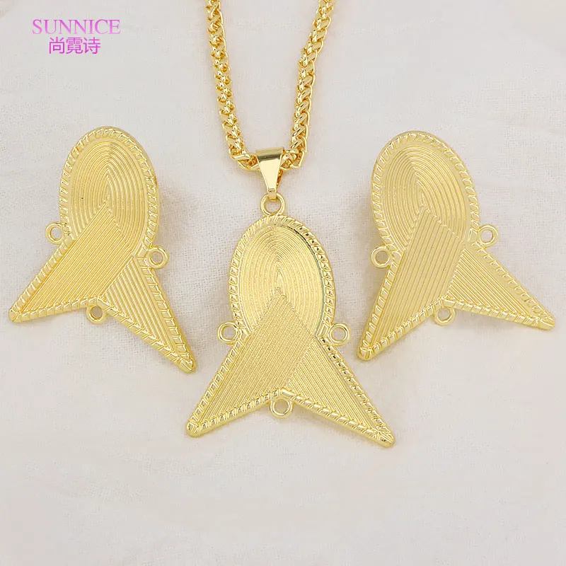 Sunnice Fashionable Accessories Geometric Jewelry  Sets Women African 18k Gold Plated Party Fine Earrings Pendant necklaces