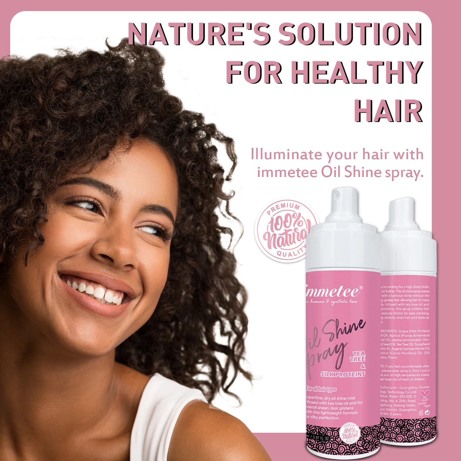 OEM/ODM Hair Oils Detangler Spray Organic Nourishing Anti Frizz Olive Oil Sheen Hair Spray