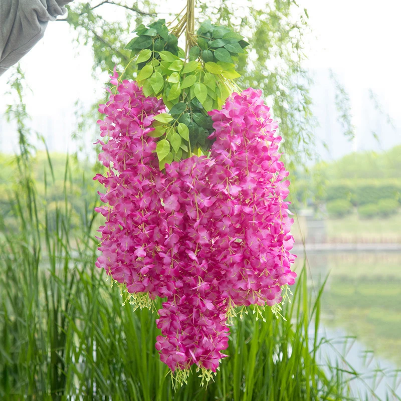 Artificial Wisteria Vine Rattan Hanging Garland Silk Flowers String Home Party Wedding Decor