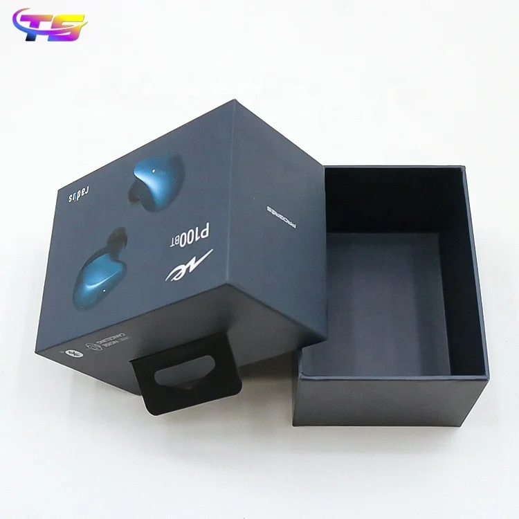 Reusable Custom Oem Black Lid And Base Bluetooth Earphones Cardboard Packaging Boxes For Wireless Earbuds