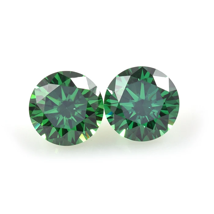 wholesale synthetic round cut green cubic zirconia stones jewelry making cz loose colored stones
