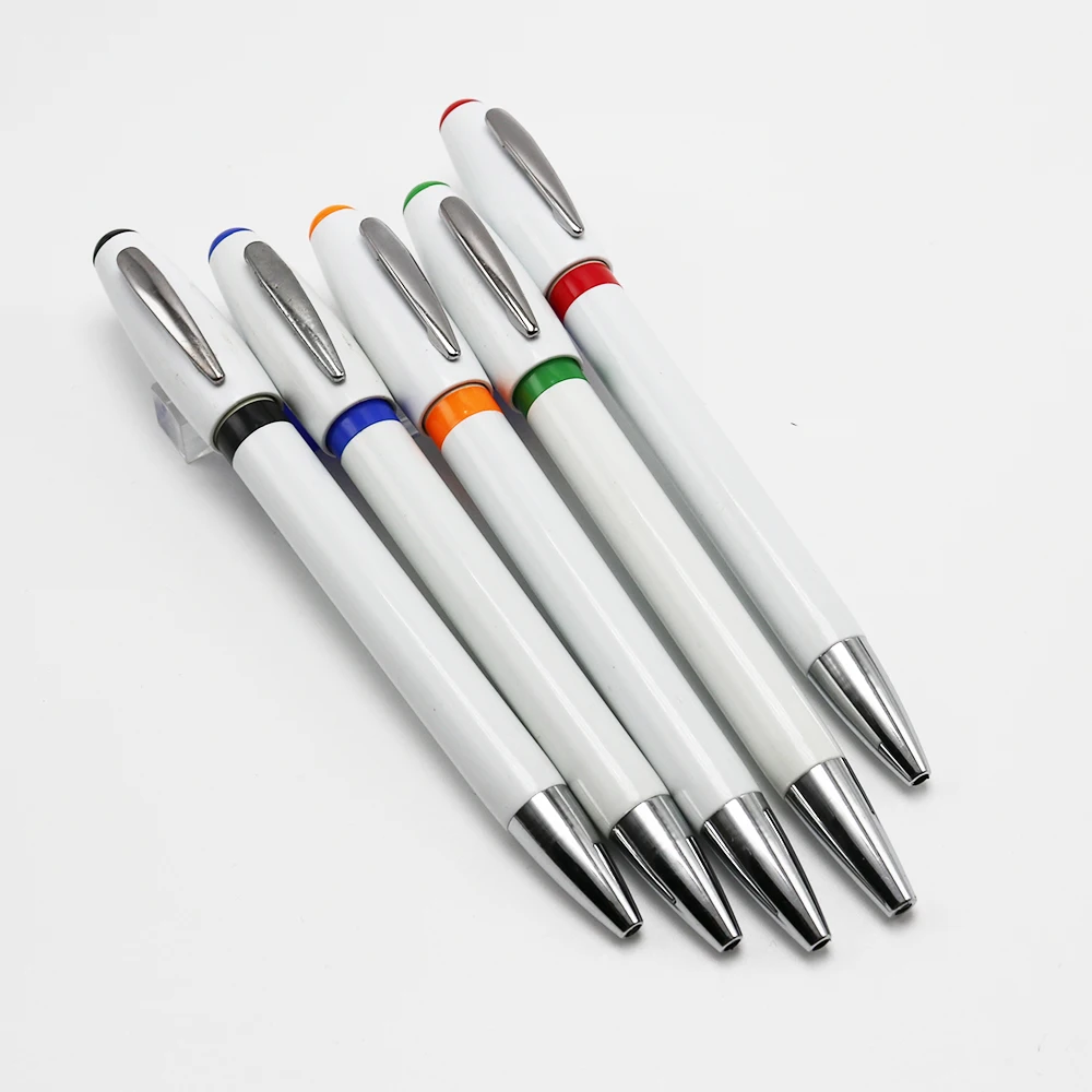 Производство, оптовая продажа, высококачественные пустые белые рекламные пластиковые шариковые ручки с логотипом клиента