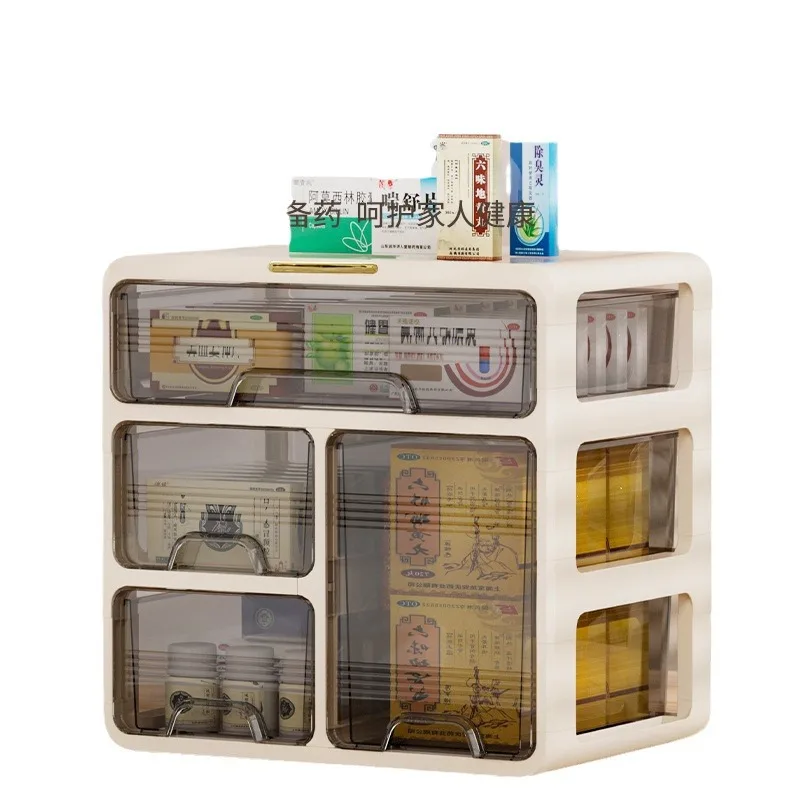 Sesame Desktop Drawer Type Multilayer Plastic Storage Cabinet Multifunctional Classified Medicine Organizer Box