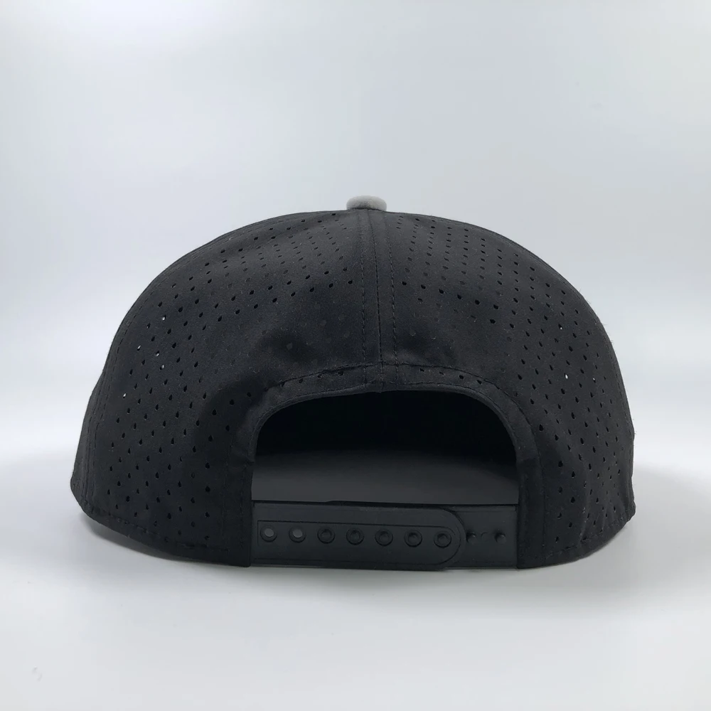 High quality 6 panel nylon water resistant hat Laser cutting holes hockey teams summer caps Custom logo snapback golf hat