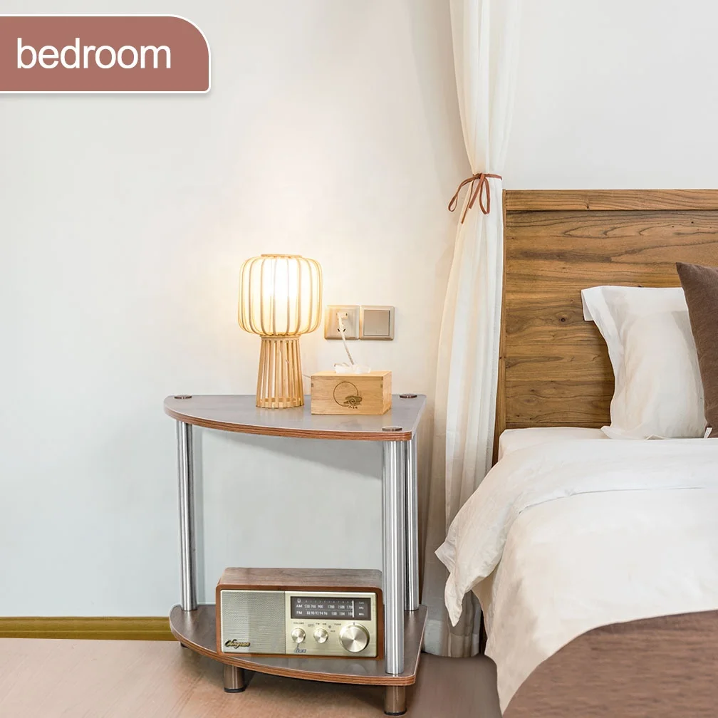 BAOYOUNI Wooden Triangle Shaped Storage Rack Heavy Duty Metal Corner Organizer Shelves Bookcase Plant Display Unit Shelving