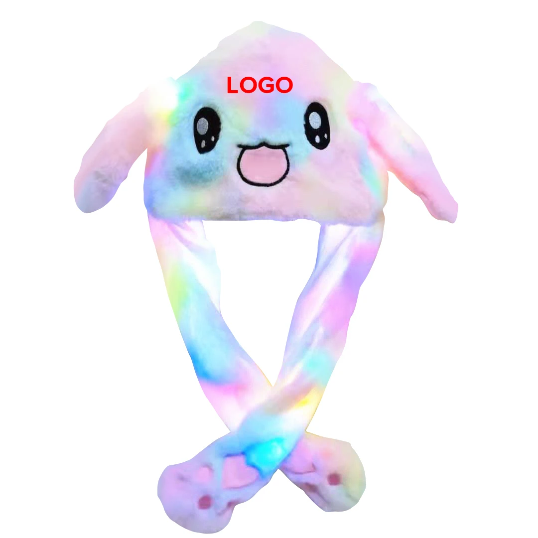Customizable Glow fun imitation animal fur glow warm hat cold weather moving ears plush hat