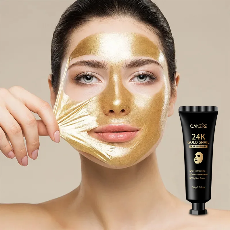 Double V Face Facial 24K Gold Foil Snail Tear Peel facial mask Peel Mask Deep Cleaning Smear facial