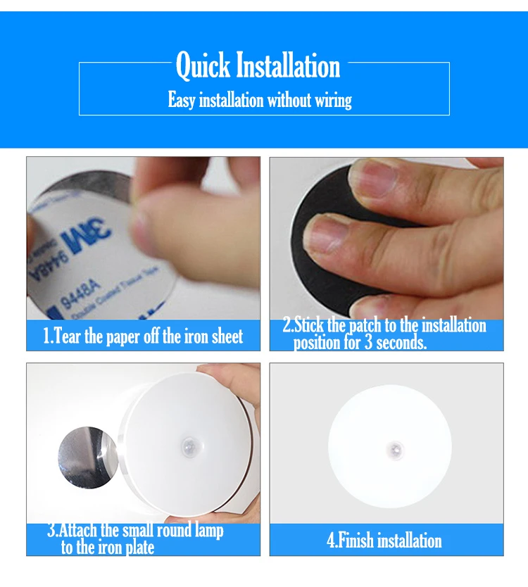 2022 New Indoor Night Lighting Wall Surface Decoration Lamp Magnet Wireless Led Bulb Motion Sensor Led Wall Light