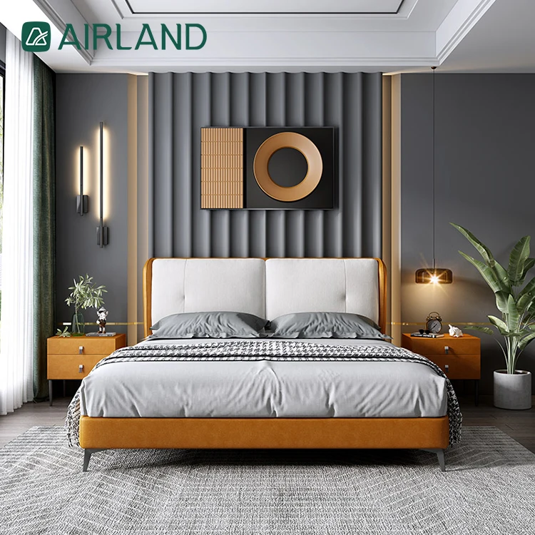 Elegant temperament interior decoration hotel furniture high resilience sponge bed frame