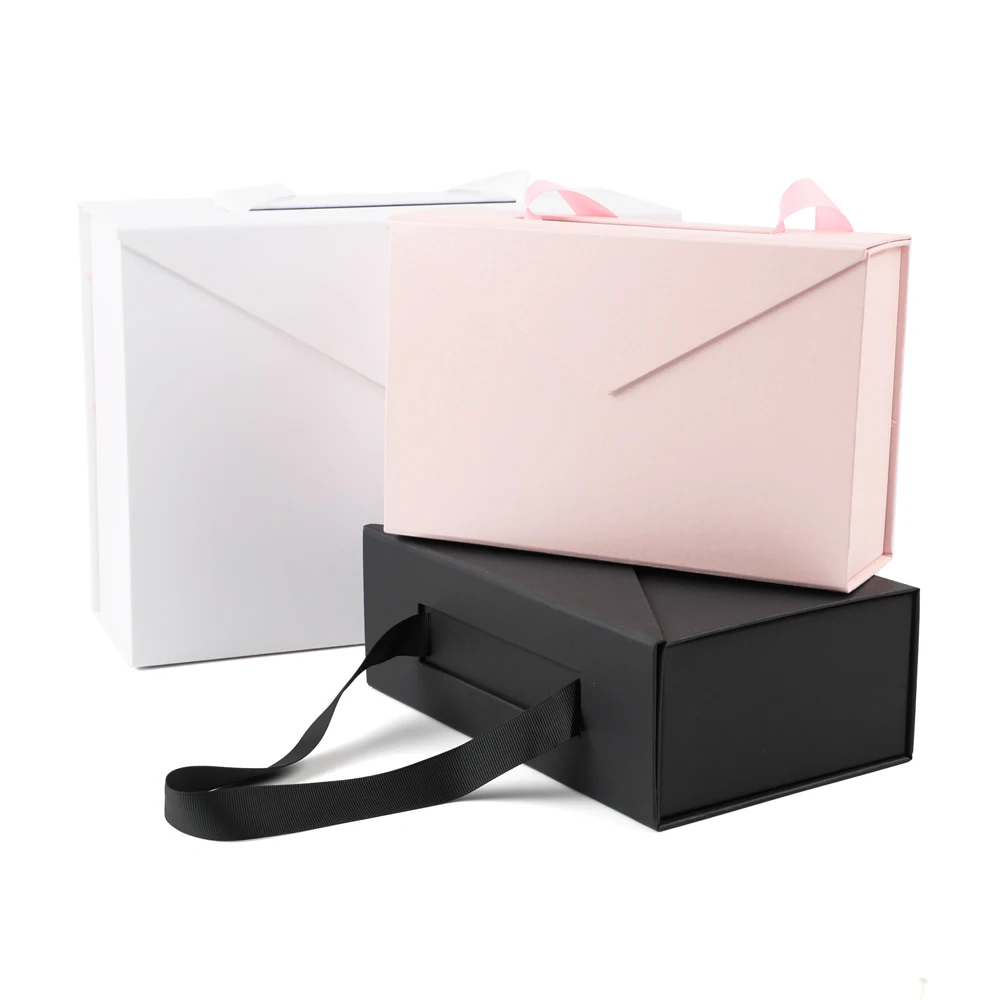 Stock 28x21x10cm hot sale beauty magnet folding box baby born mens custom logo packaging magnetic gift box matte black