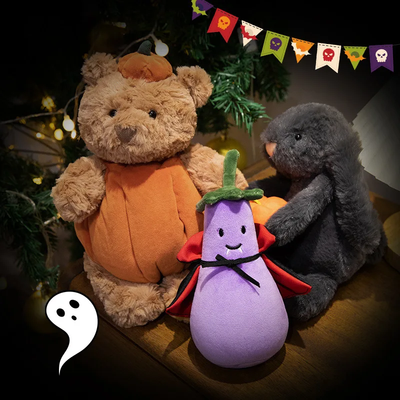 Halloween Plush Pumpkin Bear Vampire Expensive Eggplant Scary Doll Rabbit Toy Posing Plush Toy