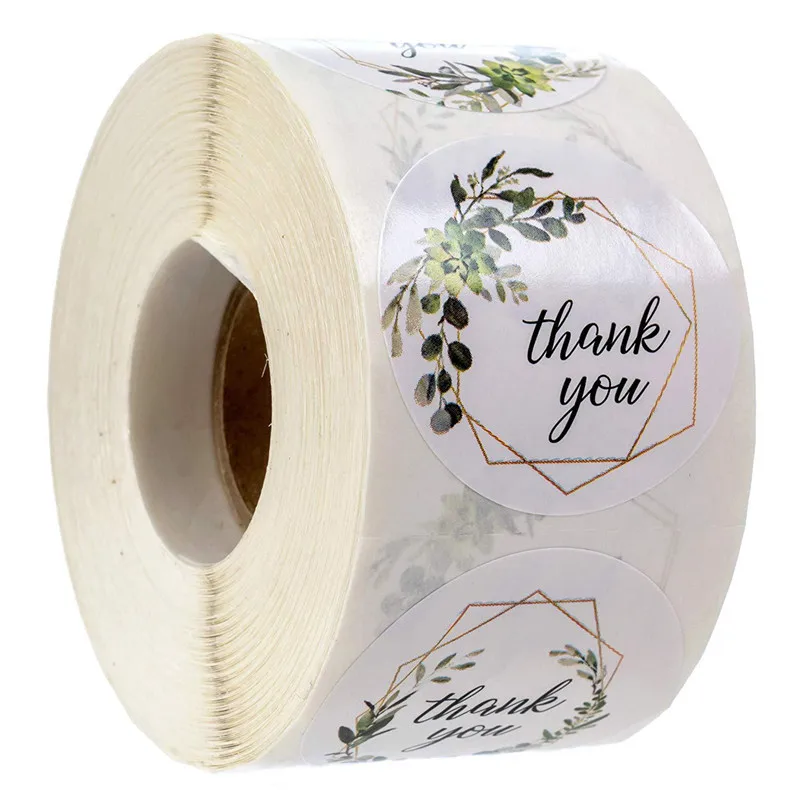 1 inch Thank You for My Small Business Stickers Paper Thank You Label Sticker Rainbow Silver Roll Adhesive Shipping Mail Labels