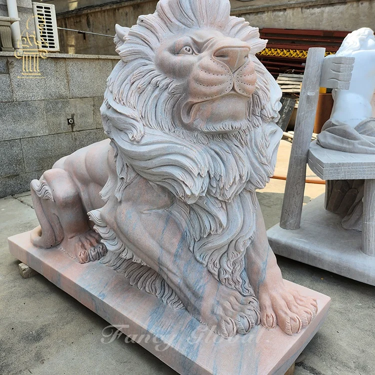 China Fox Lion Head Marble Sculpture Statue Carved Front Door Lion Marble Dolphin Sculpture