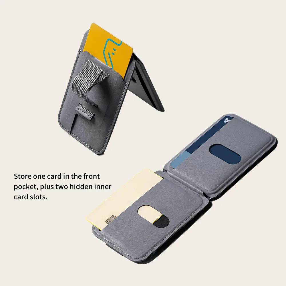 Wholesale id card holder stand wallet detachable leather magnetic mobile phone card holder