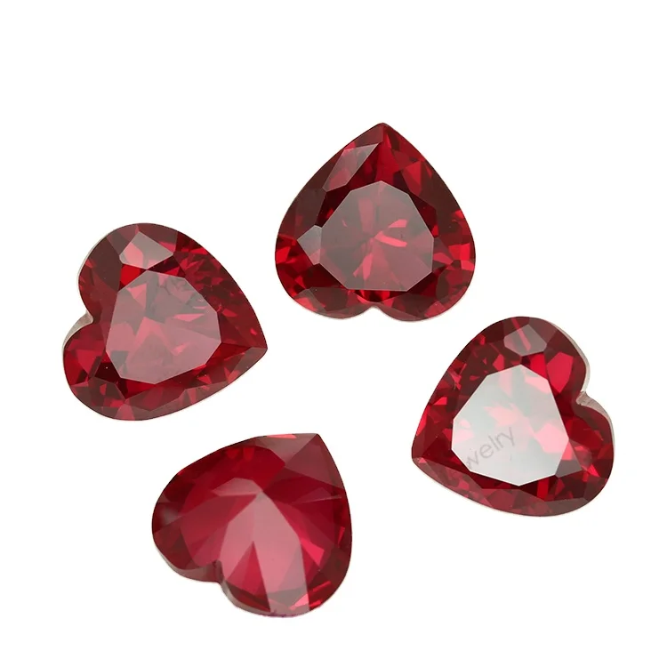 Red Ruby Stone Synthetic Natural Uncut Heart Shape Corundum Gemstone