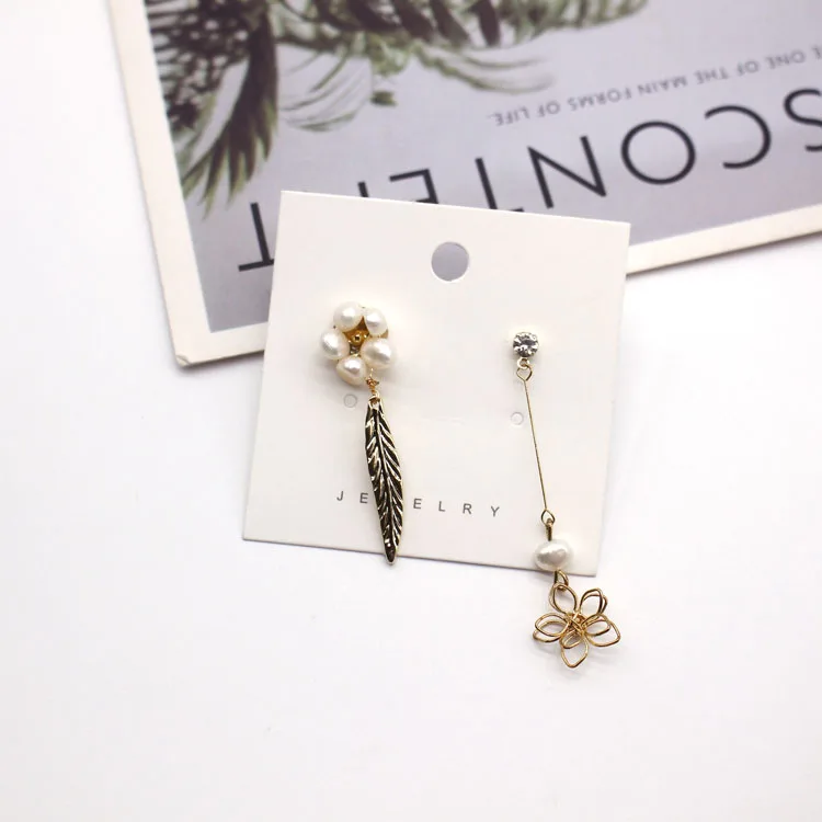 High quality star pearl layered eardrop hanging 14k gold  earring chain  earrings