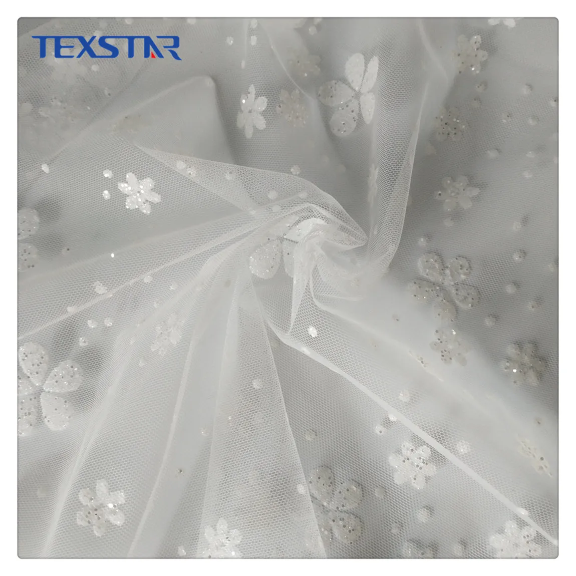 Sparkle glitter puff tulle mesh fabric for bridal dress