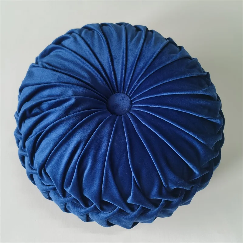 Luxury Soft Round Pleated Velvet Handcrafted Function Sofa Cushion Pumpkin Vehicle Wheel Home Decorative Throw Pillows For Couch