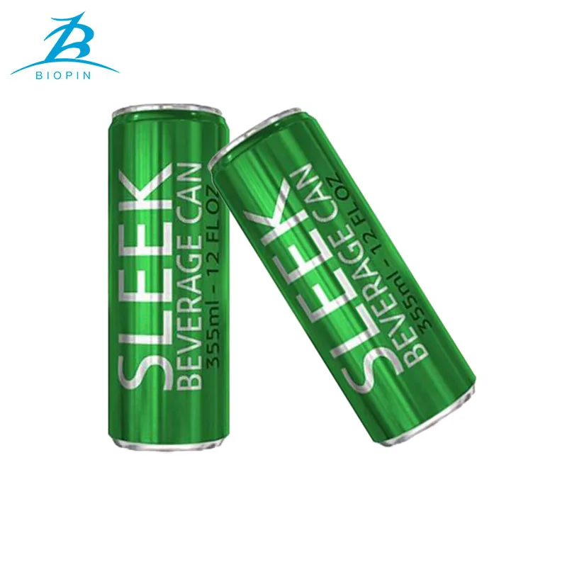 Empty printed 12oz metal aluminum can 355ml sleek cans with 202#SOT lid for soda energy drink beverage beer packaging