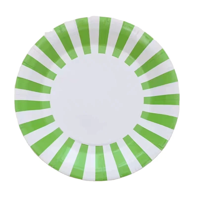 Colored Striped Paper Plates Round Paper Cake Plate Paper Disposable Tableware