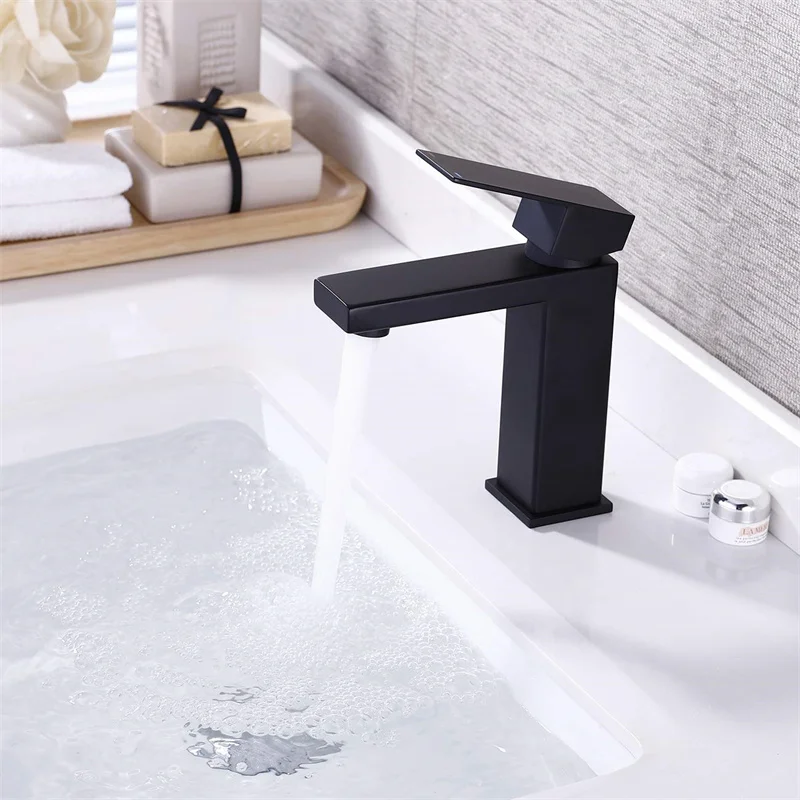 Regular Matt Black Single Handle Stainless Steel Lavatory Faucet cUPC Certified Vanity Faucet Bathroom Sink Faucet