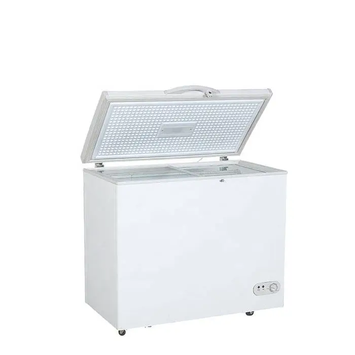 BD-108 Mini 12V  Solar energy single top open door Deep Freezer with baskets for freezing the food