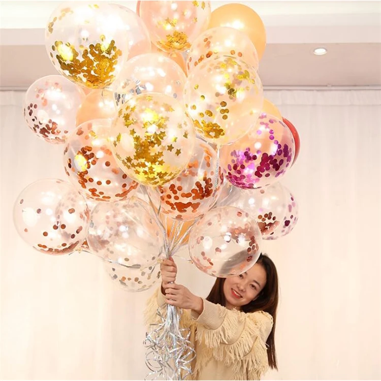100PCS/BAG 12 Inch Transparent Clear Balloons Birthday Party Balloon Confetti Latex Wedding Balloons Decoration