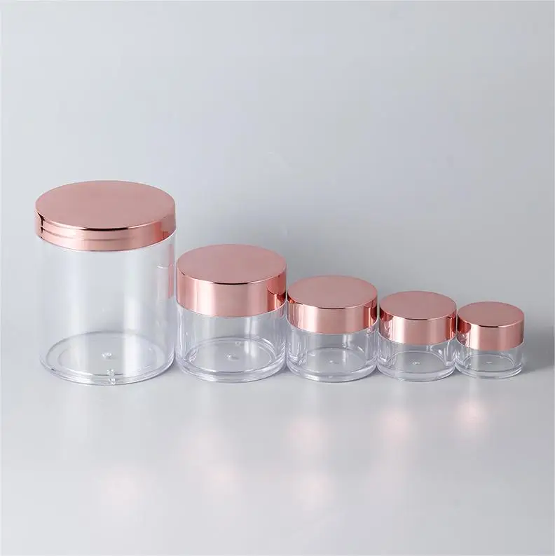 Plastic Cosmetic Cream Jar Blam Lip Scrub Container Pink Gold Lids Acrylic Powder Jars Ail Dip Powder 30ml 60ml 120ml 500ml 16oz
