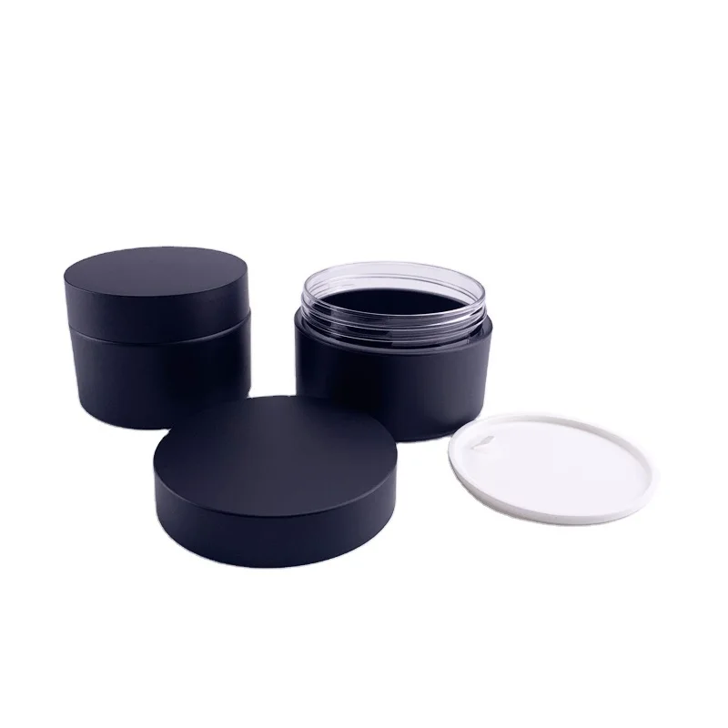 3ml-250ml san materials round black ps jar heavy wall 60ml ps jar black color ps/petg/pet plastic ps jar with black lid