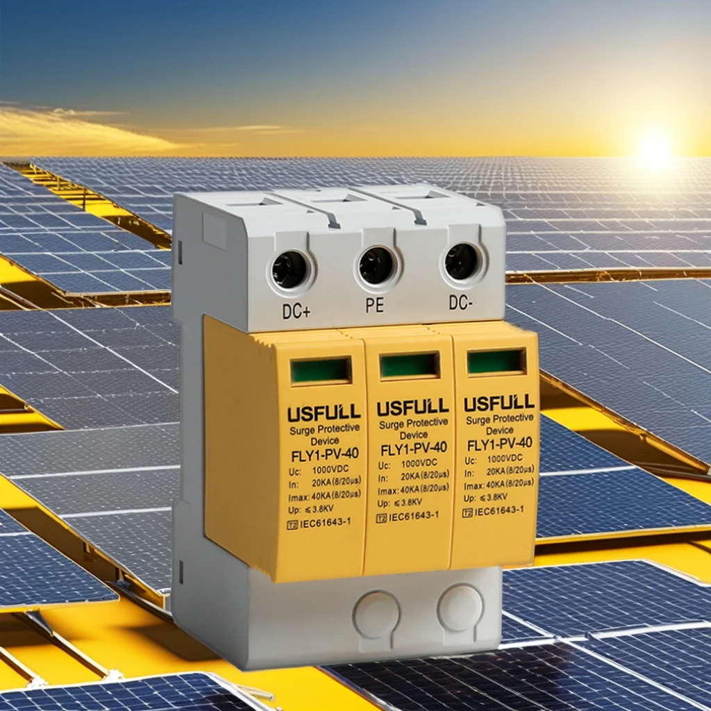 Usfull постоянного тока УЗИП Защита от перенапряжения устройство 1000V 20kA для 40ka ограничитель перенапряжения постоянного тока для молнечной Батареи DC сглаживатель перепадов напряжения переменного тока 3-полюсный 1000v