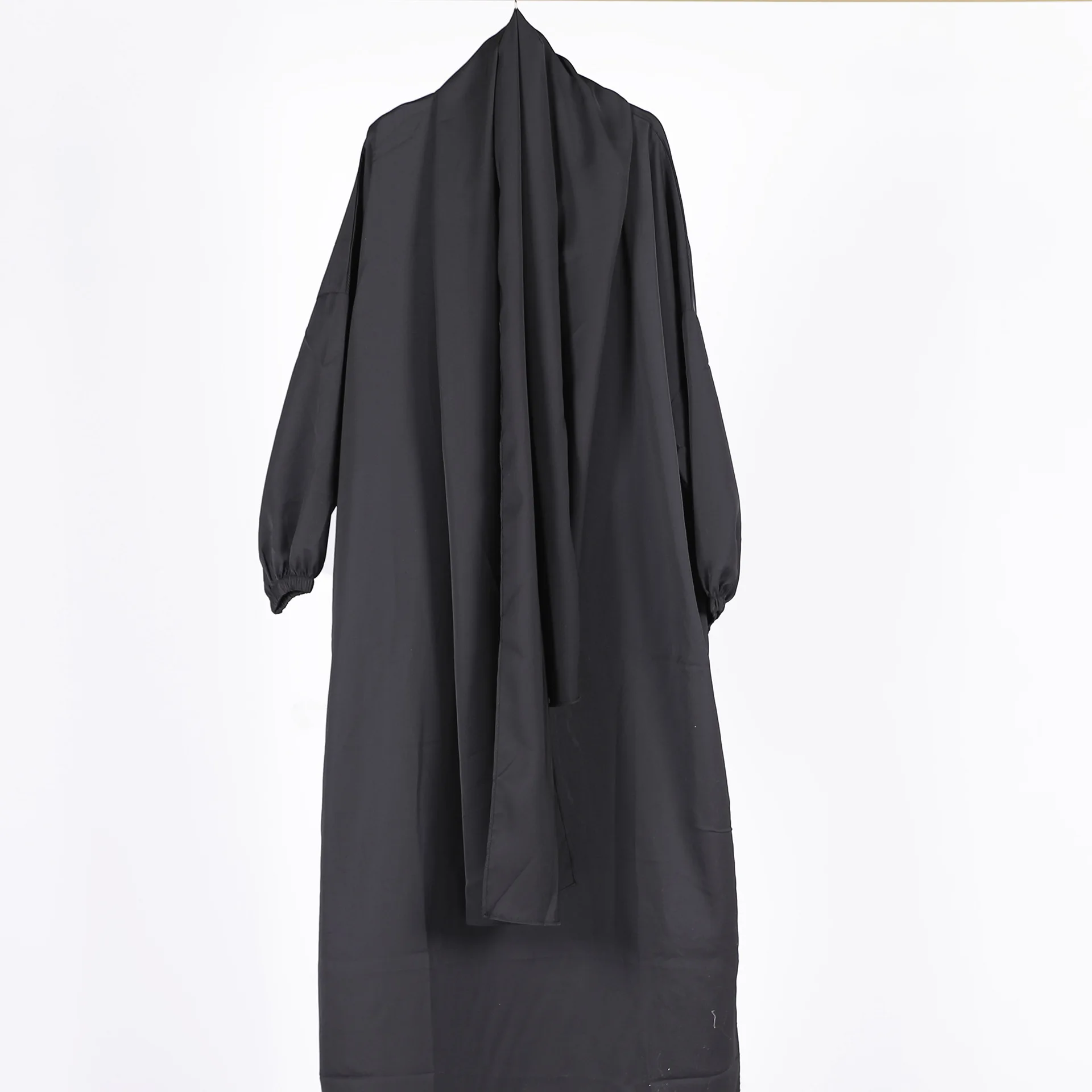 Dubai Turkish Long Gown Plus Size Crew Neck Commuting Routine Abaya Hijabs Prayer Muslim Dress For Woman