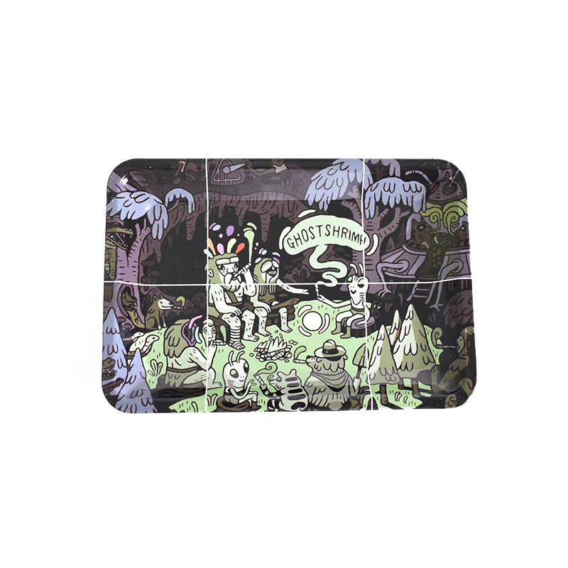 HUKA High Quality Wholesale Custom Logo Metal Smoking Rolling Tray Black Rolling Trays