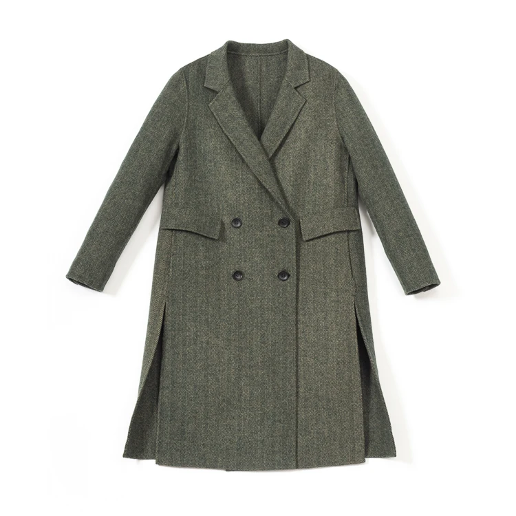 
Женское однотонное длинное шерстяное пальто с рукавом «летучая мышь», элегантное офисное пальто с отложным воротником, повседневное пальто для женщин 2020 