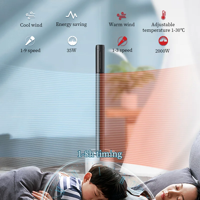 KC CB CE Purifying Humidifying Bladeless Fan Ptc Ceramic Fast Heating Standing Fan Heater Electric for Household