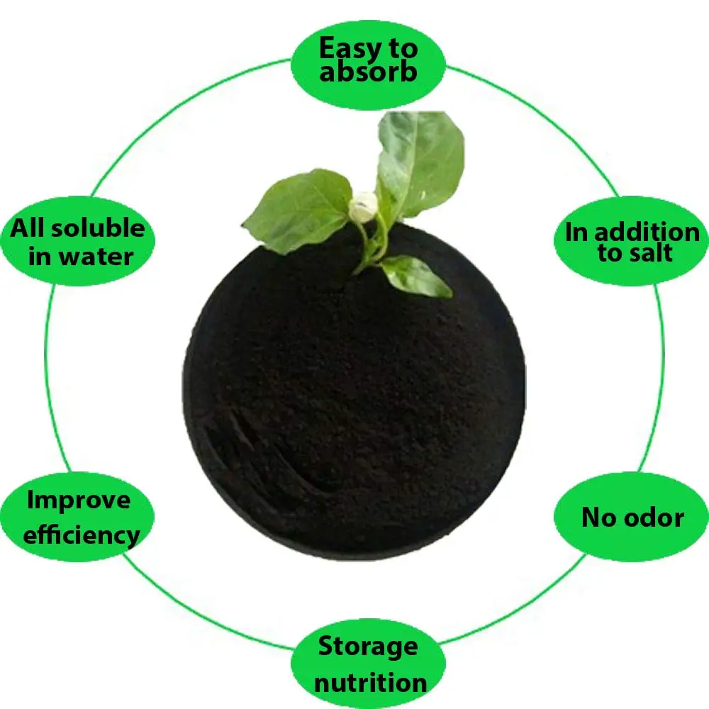 
100% High Water Soluble Black Potassium Humate Organic Potash Fertilizer 