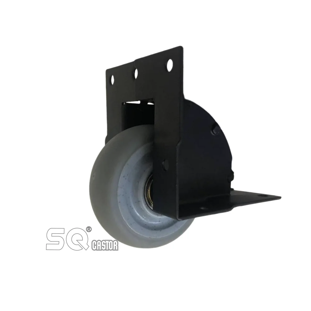 Medium Grey Rubber Wheel Flight case hardware black caster Heavy duty recessed edge corner castor