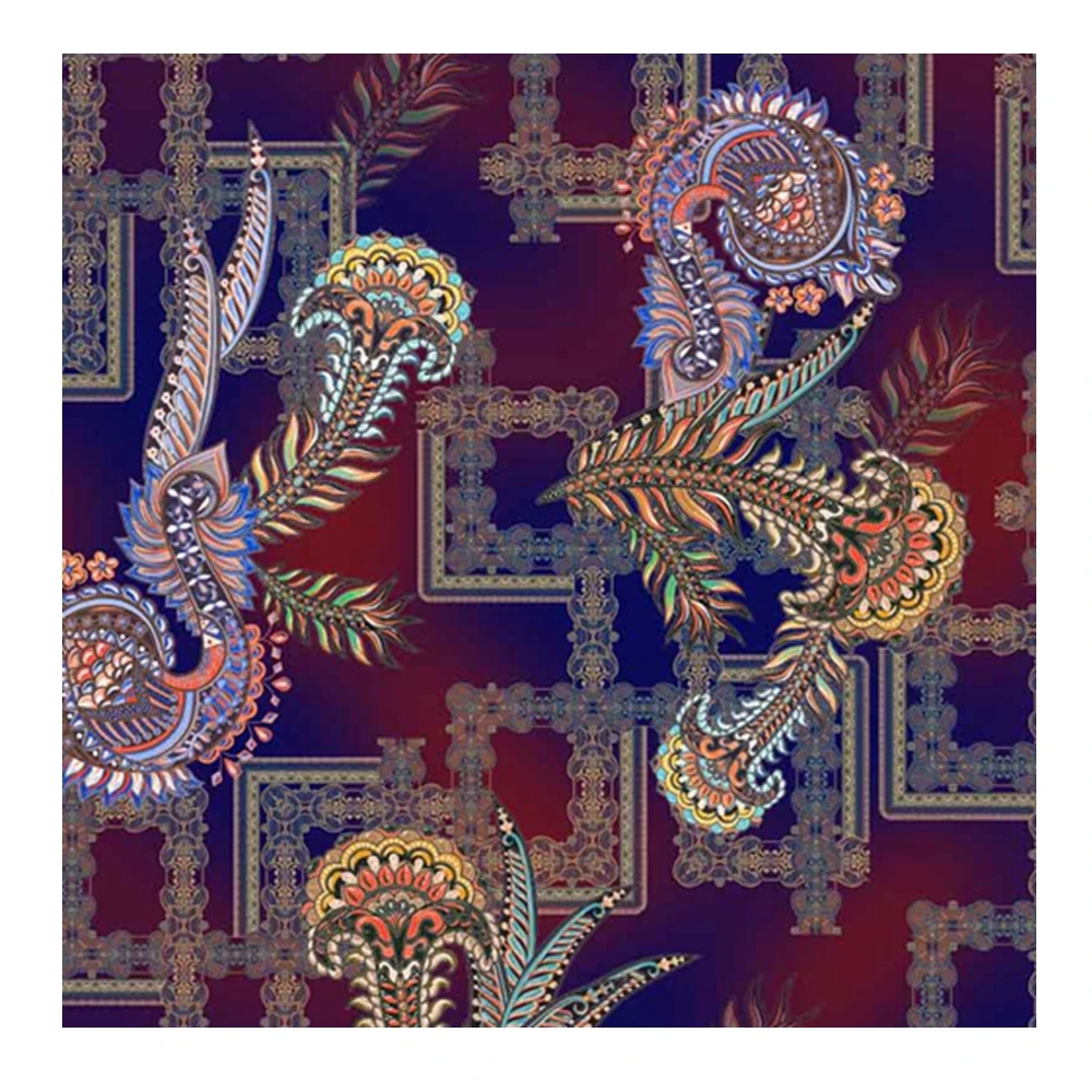 polyester soft stretch shining satin chiffon factory selling customized national digital print for garment smooth dress fabric
