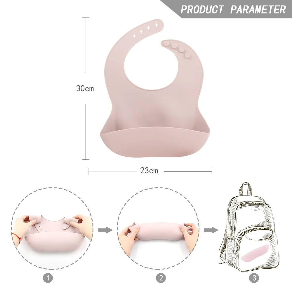Best-Selling Silicone Bib Waterproof Silicone Bibs For Babies Toddlers Adjustable Feeding Bibs With Food Catcher Feeding