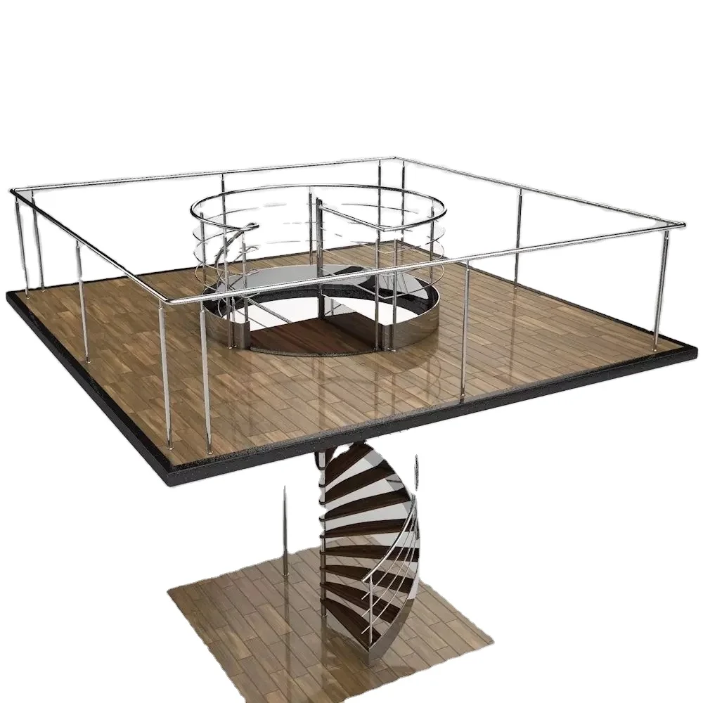 Curved spiral Staircase, Indoor staircase,Luxury Modern Home Decoration Glass stairs wooden Stairs Made in China-Maist